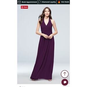 David's Bridal | Dresses | Halter Ruched Waist Georgette Bridesmaid Dress |  Poshmark